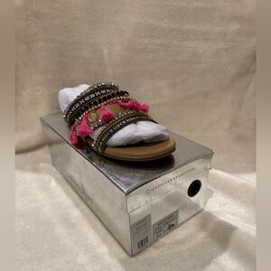 Azalea wang Pink and Tan Embellished Sandals